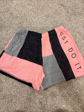 JUST DO IT. Pink & Gray Colorblock Women's Shorts